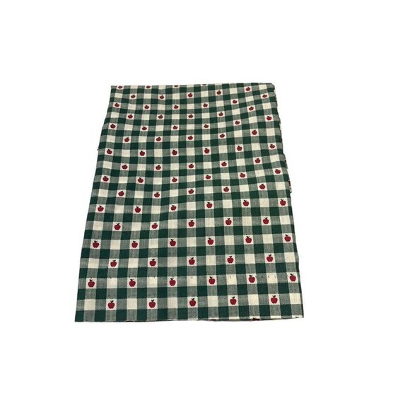1 Vtg Curtain Valance Apples White Green Plaid JC Penney Tabs 84” - Picture 1 of 6